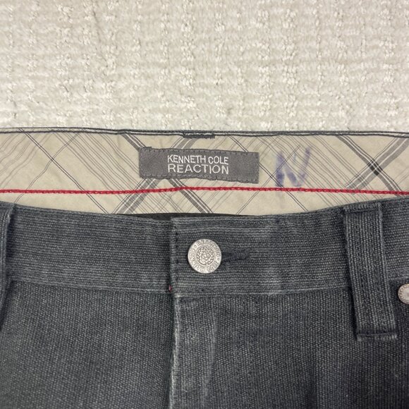 Kenneth Cole Reaction Pants Men 36x30 Chino Straight Leg Charcoal Brushed Denim - Picture 4 of 9